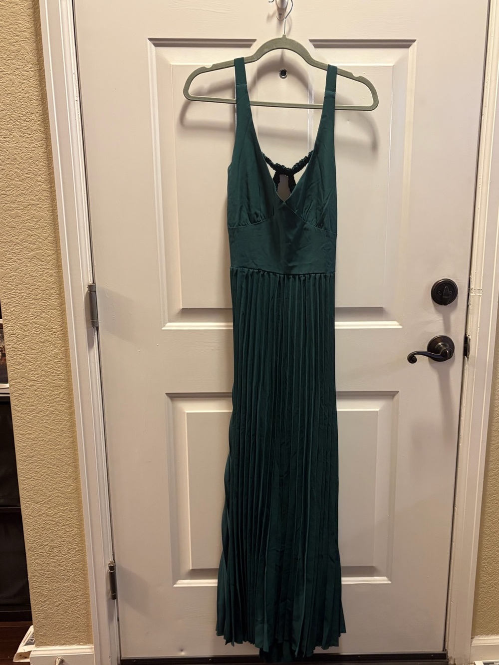 Women’s Teal Green Maxi Dress - Sleek Pleated Design